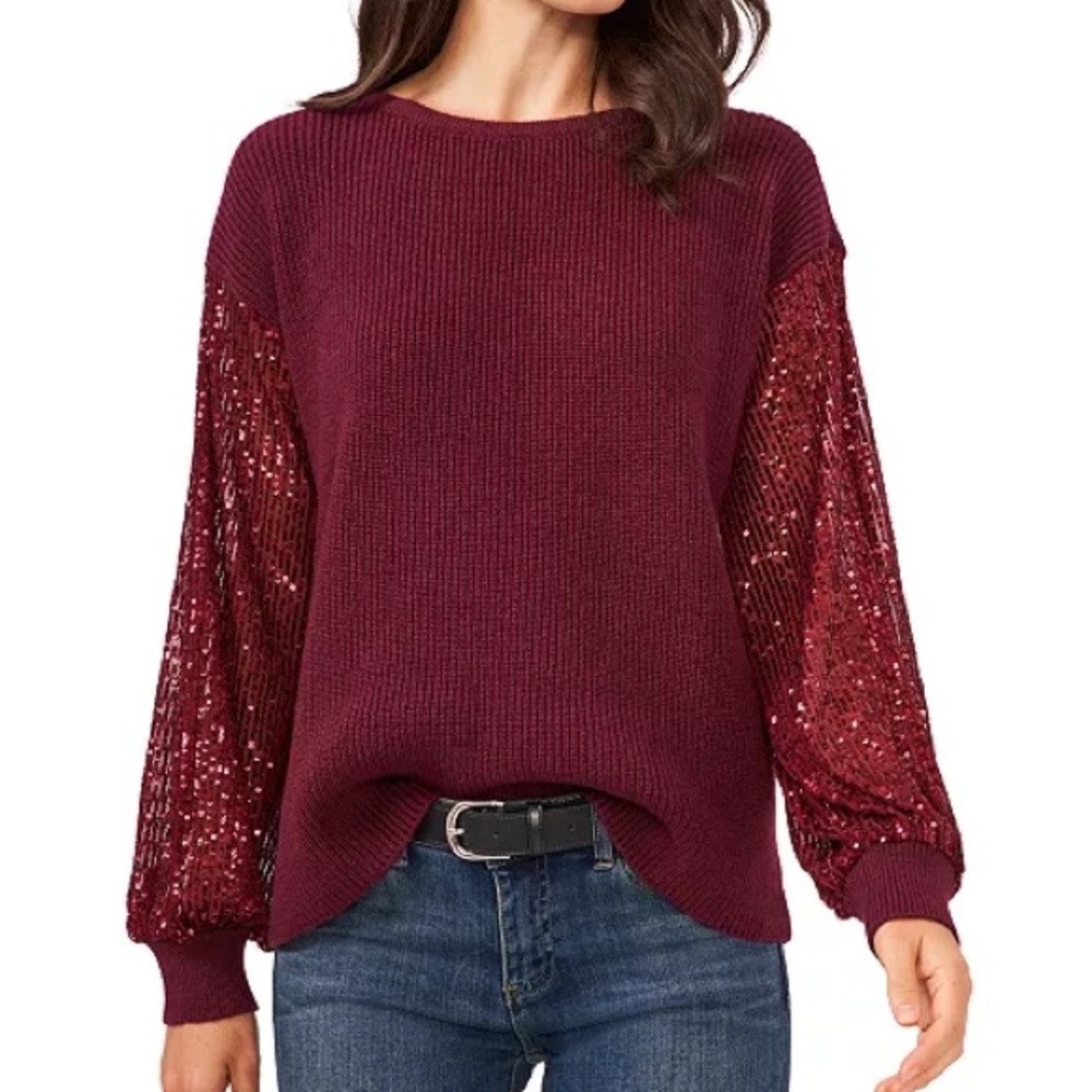 Vince Camuto Sequin Sleeve Sweater